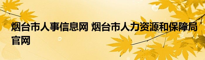 烟台市人事信息网 烟台市人力资源和保障局官网