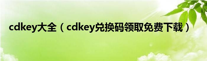 cdkey大全（cdkey兑换码领取免费下载）