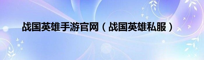 战国英雄手游官网（战国英雄私服）