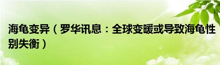 海龟变异（罗华讯息：全球变暖或导致海龟性别失衡）