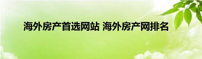 海外房产首选网站 海外房产网排名