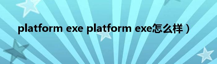 platform exe platform exe怎么样）