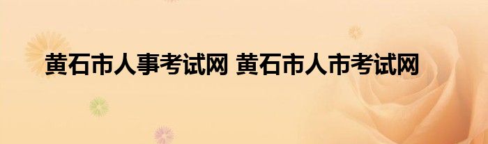 黄石市人事考试网 黄石市人市考试网