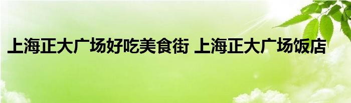 上海正大广场好吃美食街 上海正大广场饭店