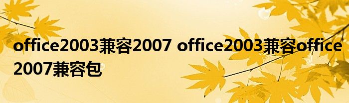 office2003兼容2007 office2003兼容office2007兼容包