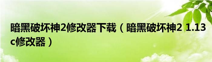 暗黑破坏神2修改器下载（暗黑破坏神2 1.13c修改器）