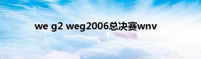 we g2 weg2006总决赛wnv