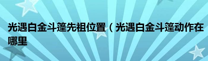 光遇白金斗篷先祖位置（光遇白金斗篷动作在哪里