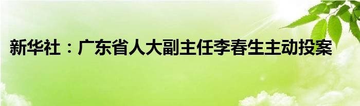 新华社：广东省人大副主任李春生主动投案