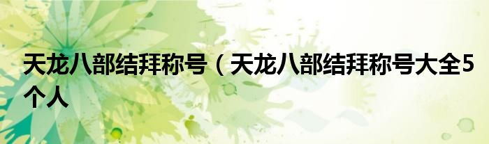 天龙八部结拜称号（天龙八部结拜称号大全5个人