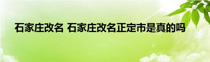 石家庄改名 石家庄改名正定市是真的吗