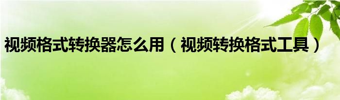 视频格式转换器怎么用（视频转换格式工具）