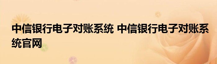 中信银行电子对账系统 中信银行电子对账系统官网