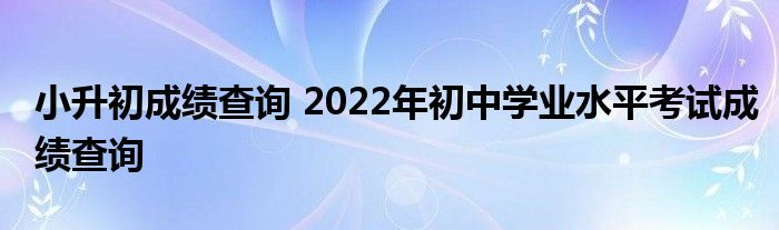 小升初成绩查询 2022年初中学业水平考试成绩查询