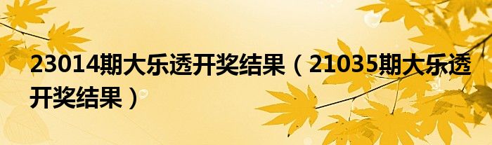 23014期大乐透开奖结果（21035期大乐透开奖结果）