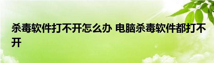 杀毒软件打不开怎么办 电脑杀毒软件都打不开