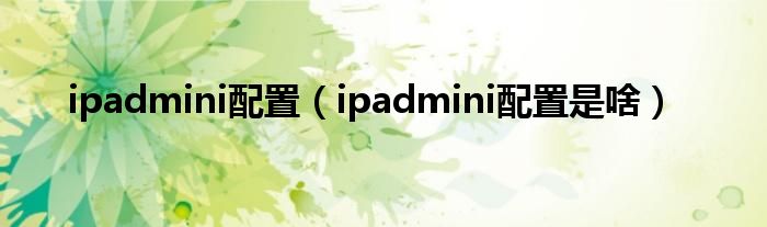 ipadmini配置（ipadmini配置是啥）
