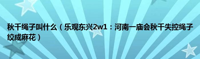 秋千绳子叫什么（乐观东兴2w1：河南一庙会秋千失控绳子绞成麻花）