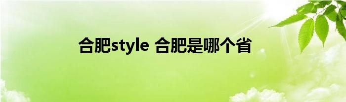 合肥style 合肥是哪个省