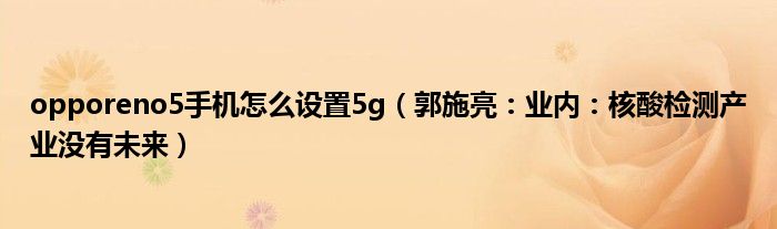opporeno5手机怎么设置5g（郭施亮：业内：核酸检测产业没有未来）