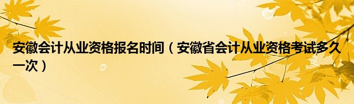 安徽会计从业资格报名时间（安徽省会计从业资格考试多久一次）