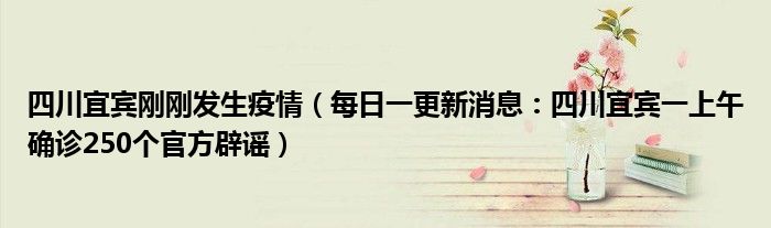 四川宜宾刚刚发生疫情（每日一更新消息：四川宜宾一上午确诊250个官方辟谣）