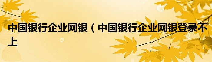 中国银行企业网银（中国银行企业网银登录不上