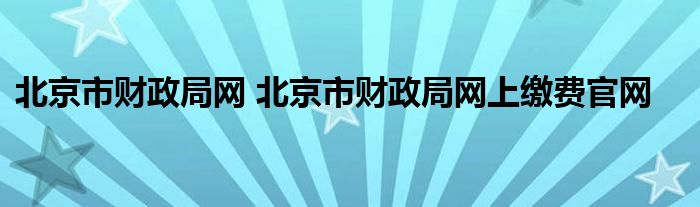 北京市财政局网 北京市财政局网上缴费官网