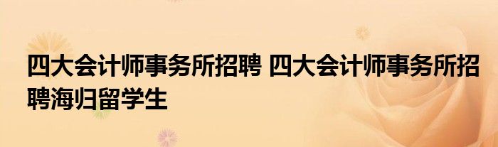 四大会计师事务所招聘 四大会计师事务所招聘海归留学生