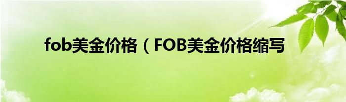 fob美金价格（FOB美金价格缩写