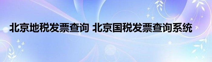 北京地税发票查询 北京国税发票查询系统