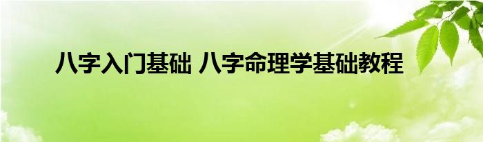 八字入门基础 八字命理学基础教程