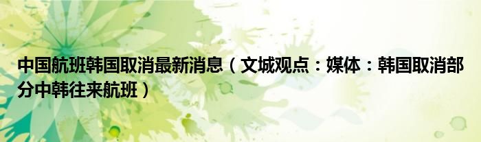 中国航班韩国取消最新消息（文城观点：媒体：韩国取消部分中韩往来航班）