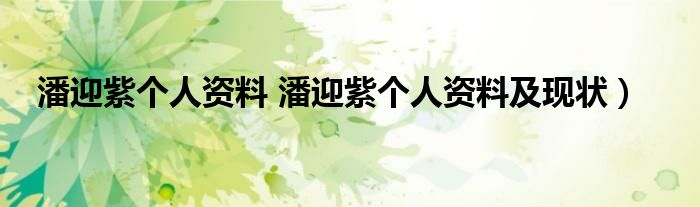 潘迎紫个人资料 潘迎紫个人资料及现状）