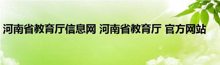 河南省教育厅信息网 河南省教育厅 官方网站