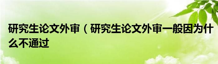 研究生论文外审（研究生论文外审一般因为什么不通过