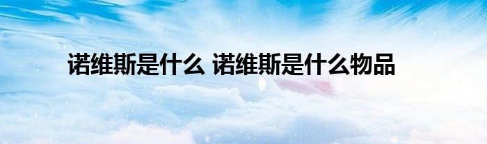 诺维斯是什么 诺维斯是什么物品