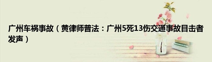 广州车祸事故（黄律师普法：广州5死13伤交通事故目击者发声）