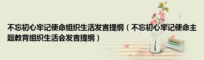 不忘初心牢记使命组织生活发言提纲（不忘初心牢记使命主题教育组织生活会发言提纲）