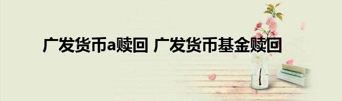 广发货币a赎回 广发货币基金赎回