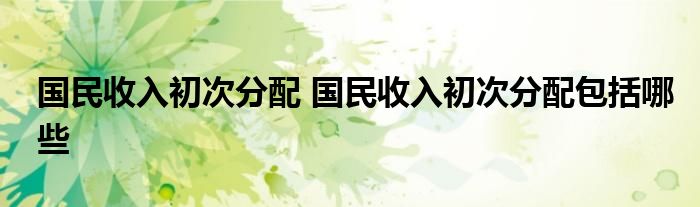 国民收入初次分配 国民收入初次分配包括哪些