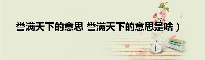 誉满天下的意思 誉满天下的意思是啥）