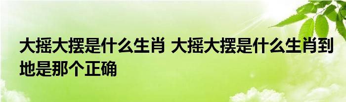 大摇大摆是什么生肖 大摇大摆是什么生肖到地是那个正确