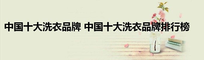 中国十大洗衣品牌 中国十大洗衣品牌排行榜