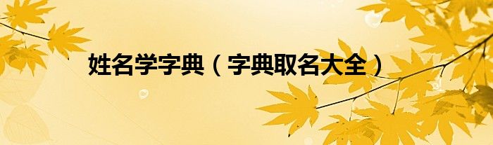 姓名学字典（字典取名大全）