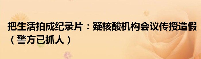 把生活拍成纪录片：疑核酸机构会议传授造假（警方已抓人）