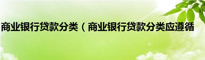 商业银行贷款分类（商业银行贷款分类应遵循