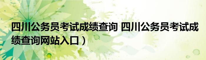 四川公务员考试成绩查询 四川公务员考试成绩查询网站入口）