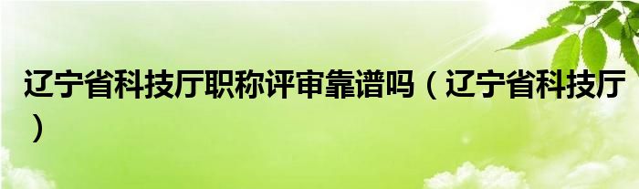 辽宁省科技厅职称评审靠谱吗（辽宁省科技厅）