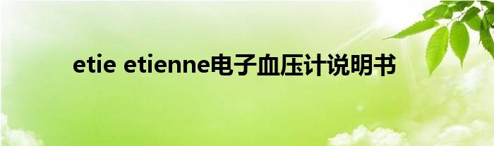 etie etienne电子血压计说明书